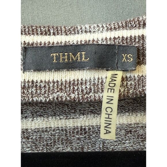 THML Striped Boho Dress XS Geometric Sleeve Detail Lace-Up Tassel Southwestern - Picture 6 of 7